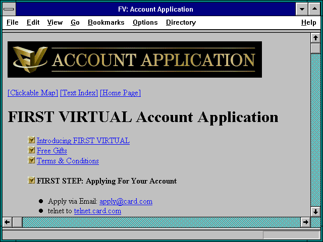 Screenshot of FV: Account Application