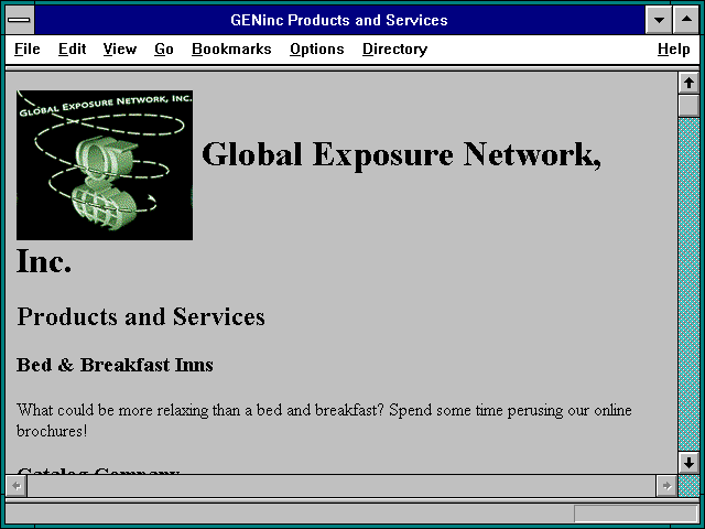 Screenshot of GENinc Products and Services