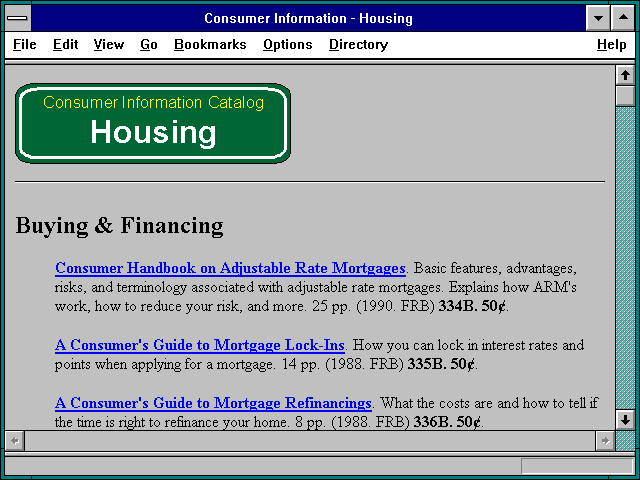 Screenshot of Consumer Information - Housing