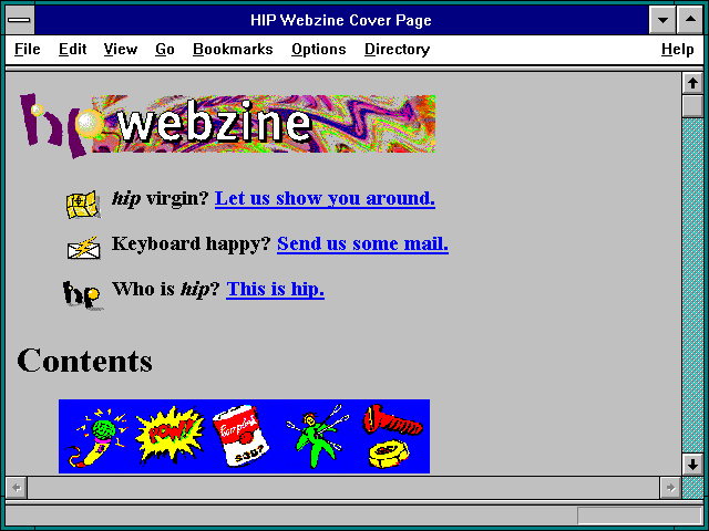 Screenshot of HIP Webzine Cover Page