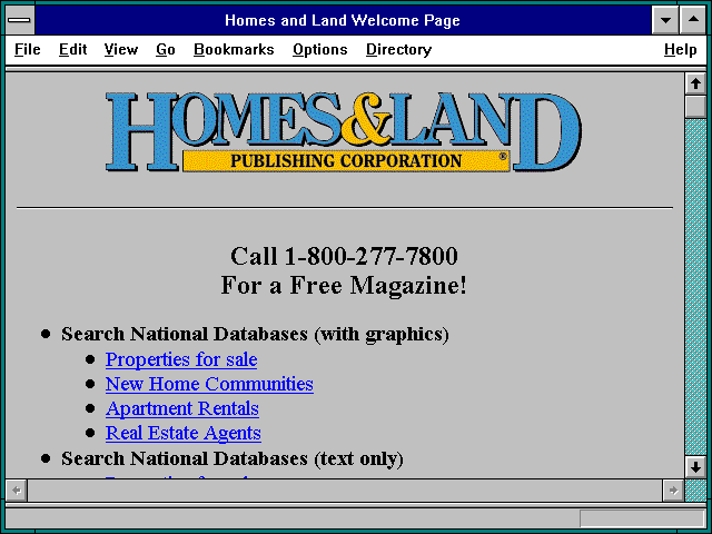 Screenshot of Homes and Land Welcome Page