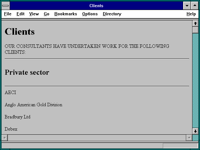 Screenshot of Clients