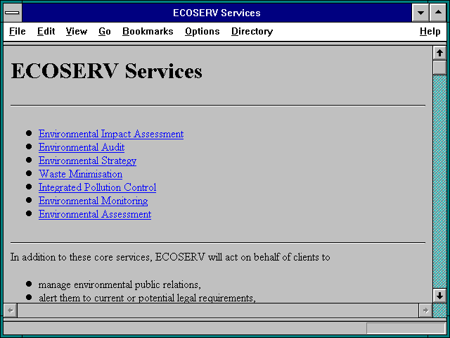 Screenshot of ECOSERV Services