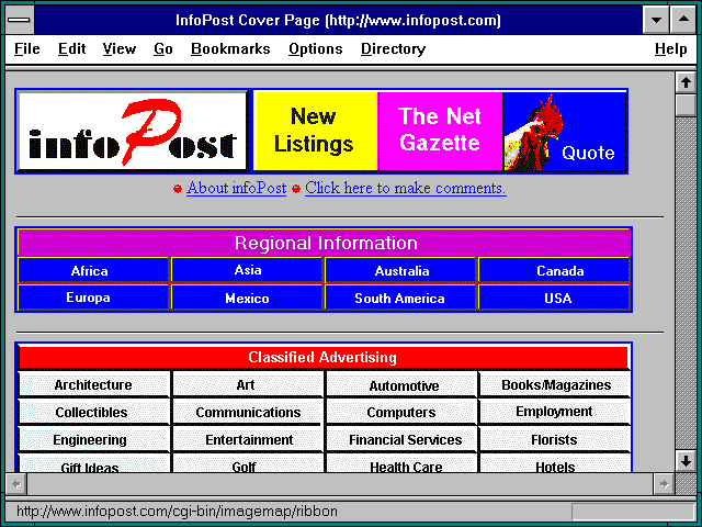 Screenshot of InfoPost Cover Page (http://www.infopost.com)
