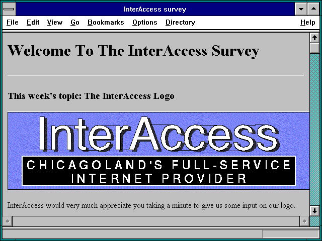 Screenshot of InterAccess survey