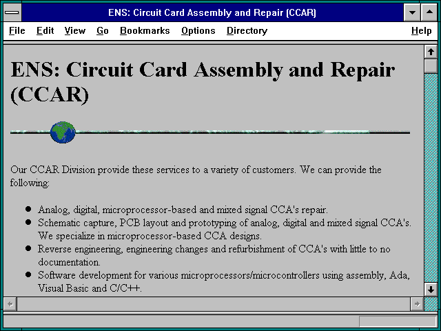 Screenshot of ENS: Circuit Card Assembly and Repair (CCAR)