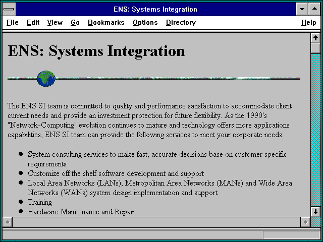 Screenshot of ENS: Systems Integration