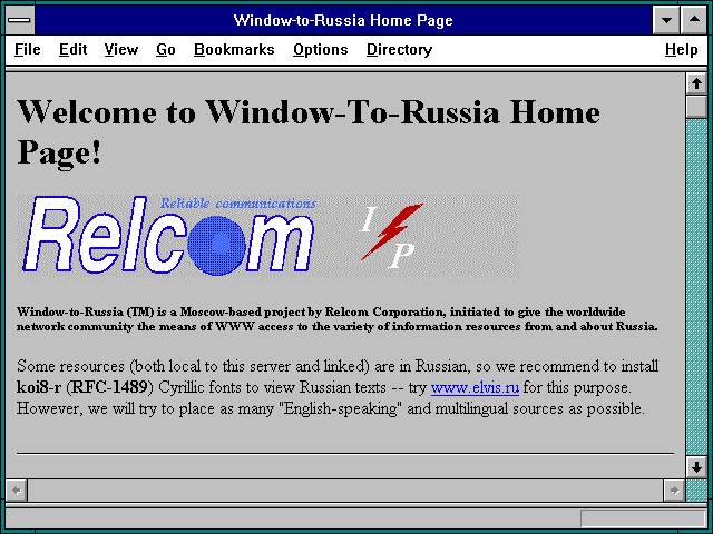 Screenshot of Window-to-Russia Home Page