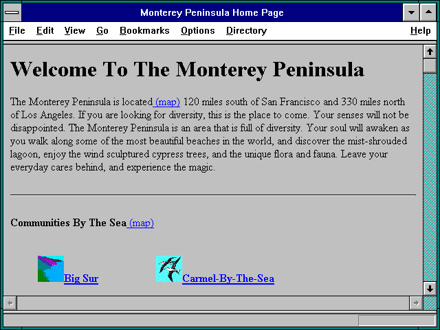 Screenshot of Monterey Peninsula Home Page