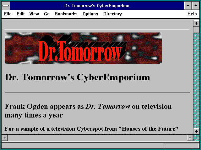 Screenshot of Dr. Tomorrow's CyberEmporium