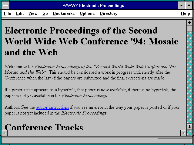 Screenshot of WWW2 Electronic Proceedings