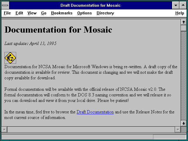 Screenshot of Draft Documentation for Mosaic
