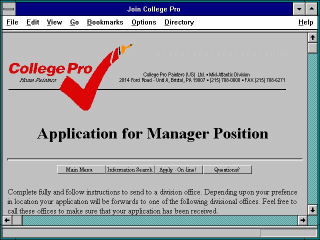 Screenshot of Join College Pro