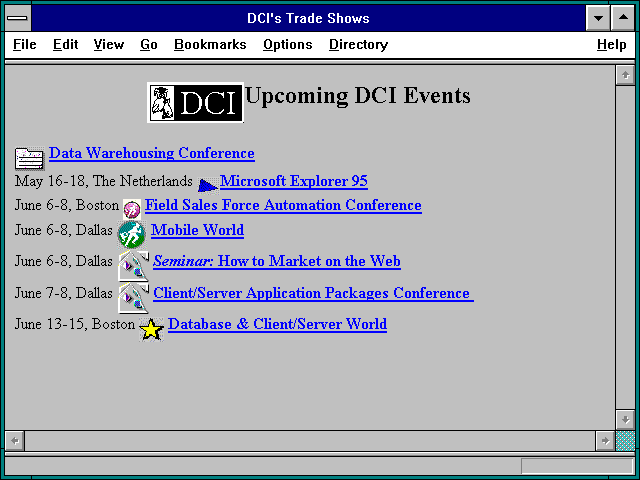 Screenshot of DCI's Trade Shows