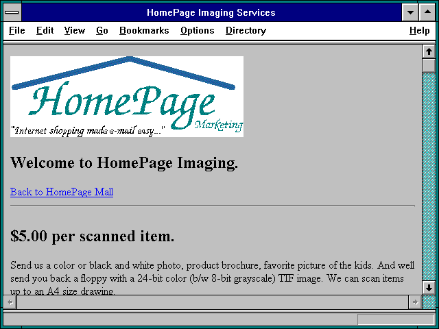 Screenshot of HomePage Imaging Services