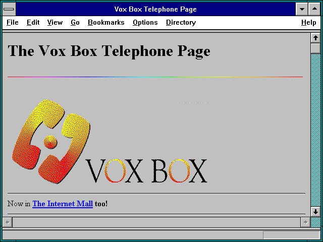 Screenshot of Vox Box Telephone Page