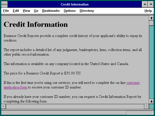 Screenshot of Credit Information