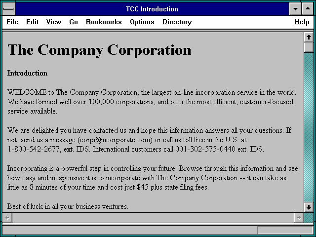 Screenshot of TCC Introduction