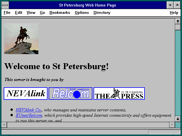 Screenshot of St Petersburg Web Home Page