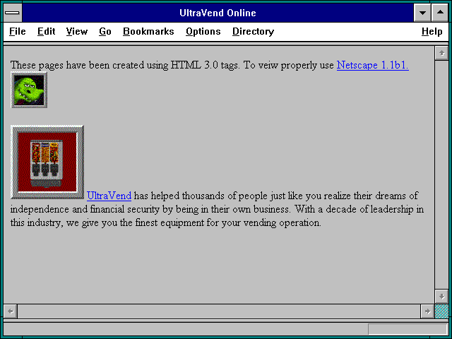 Screenshot of UltraVend Online