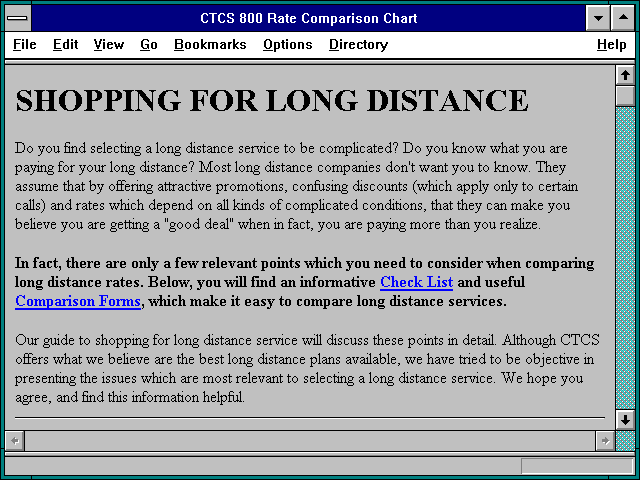 Screenshot of GUIDE TO SHOPPING FOR LONG DISTANCE