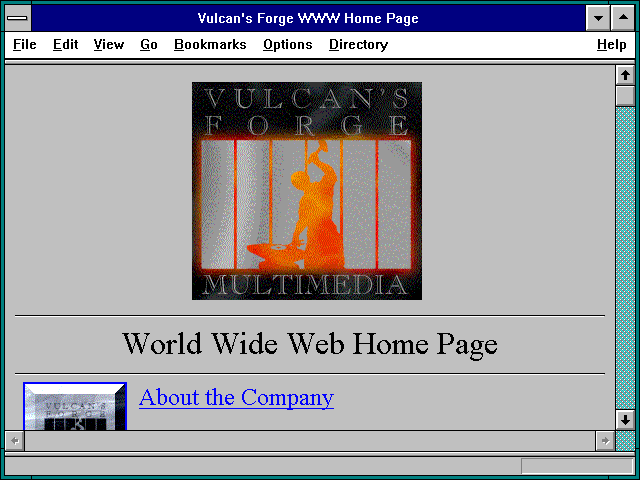 Screenshot of Vulcan's Forge WWW Home Page
