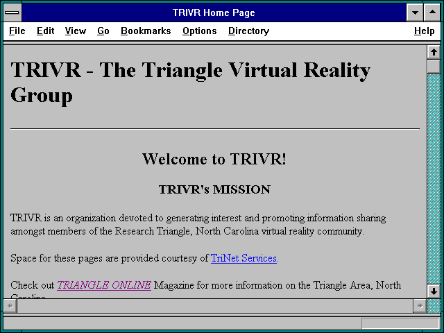 Screenshot of Triangle Virtual Reality (TRIVR)