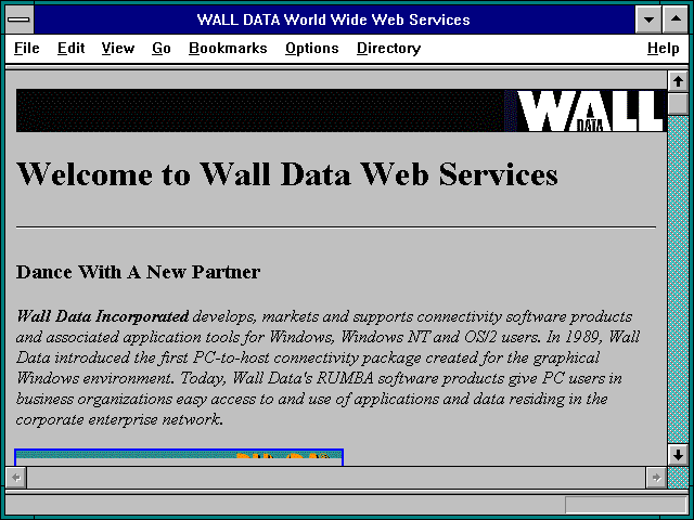 Screenshot of WALL DATA World Wide Web Services