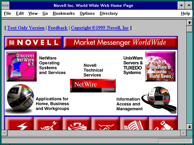 Screenshot of Novell Inc. World Wide Web Home Page