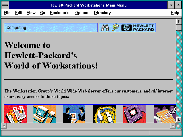 Screenshot of Hewlett Packard Workstations and Servers