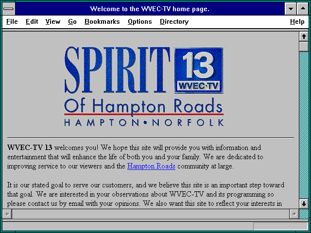 Screenshot of Welcome to the WVEC-TV home page.