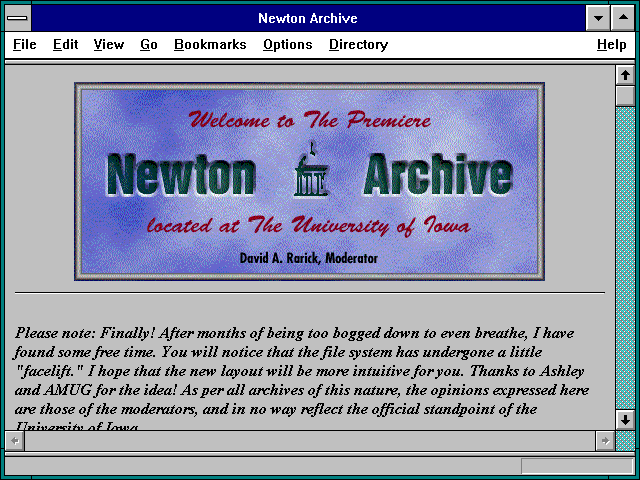 Screenshot of Newton Archive