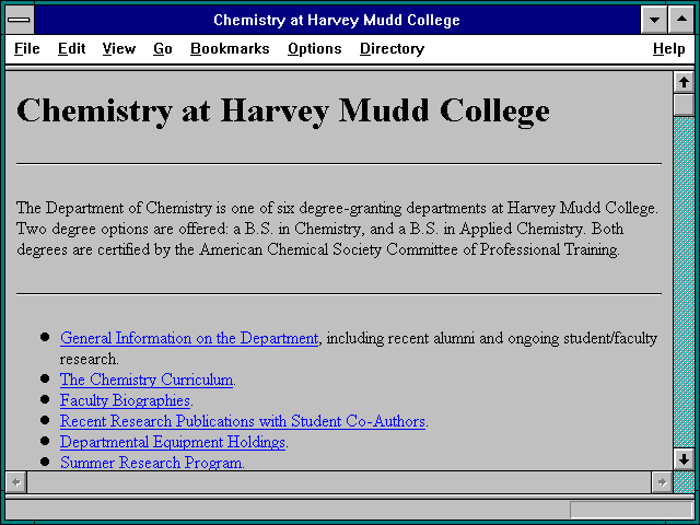Screenshot of Chemistry at Harvey Mudd College