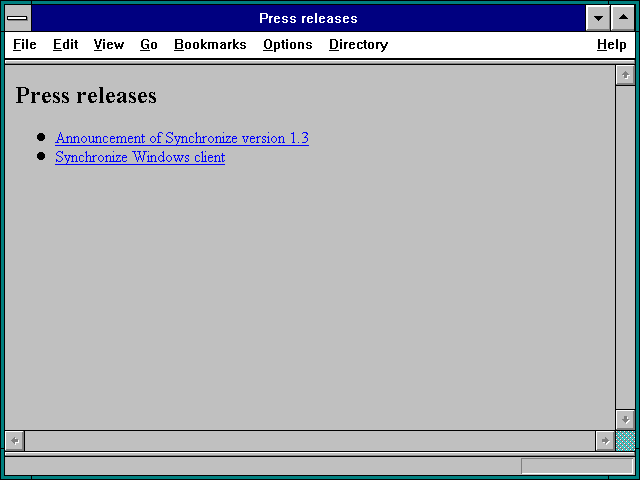 Screenshot of Press releases