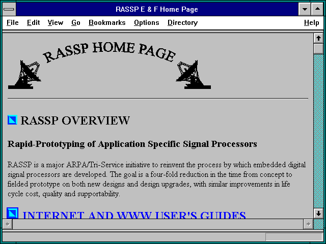 Screenshot of RASSP E & F Home Page