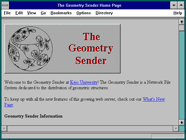 Screenshot of The Geometry Sender Home Page
