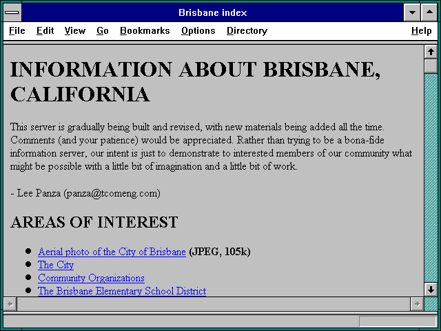 Screenshot of Brisbane index