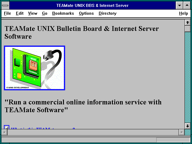 Screenshot of TEAMate UNIX BBS & Internet Server