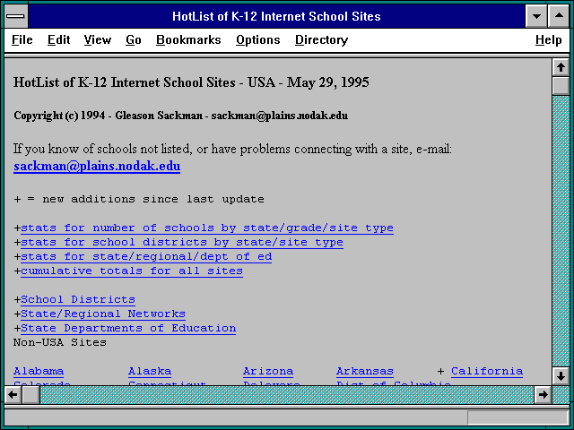 Screenshot of HotList of K-12 Internet School Sites