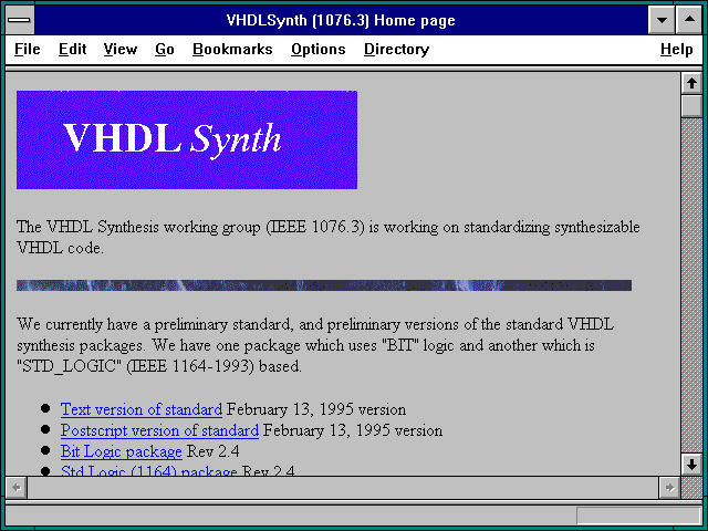 Screenshot of VHDLSynth (1076.3) Home page