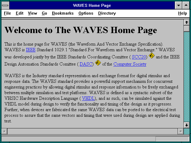 Screenshot of WAVES Home Page