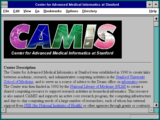 Screenshot of Center for Advanced Medical Informatics at Stanford