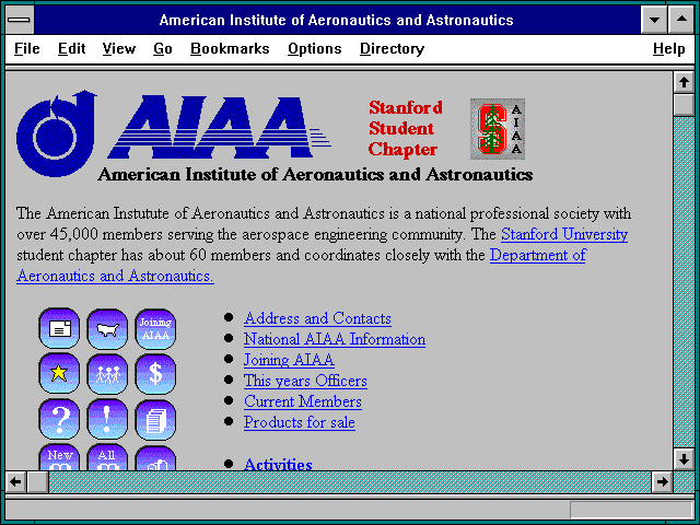 Screenshot of American Institute of Aeronautics and Astronautics