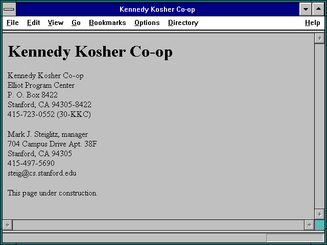 Screenshot of Kennedy Kosher Co-op