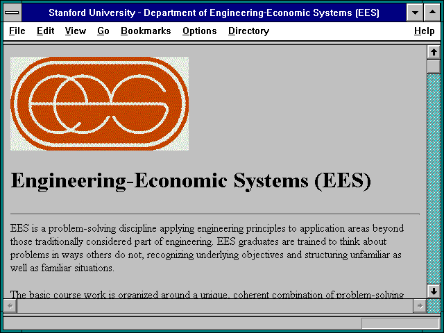 Screenshot of tanford University - Department of Engineering-Economic Systems (EES)