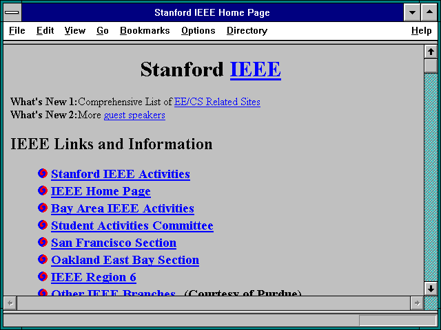 Screenshot of Stanford IEEE Home Page