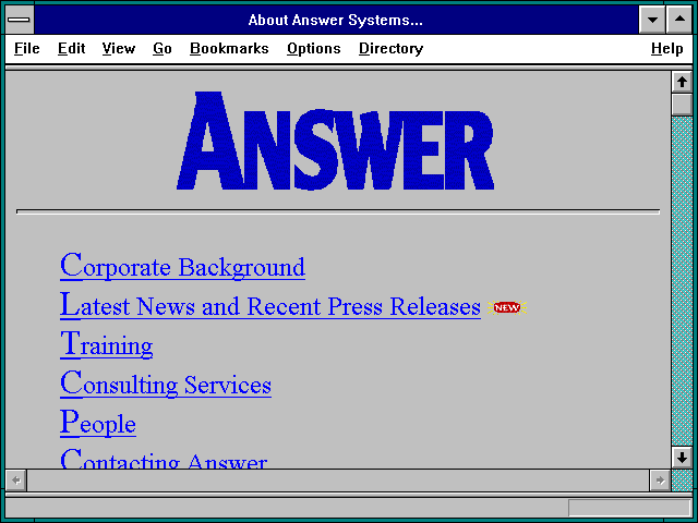 Screenshot of About Answer Systems...