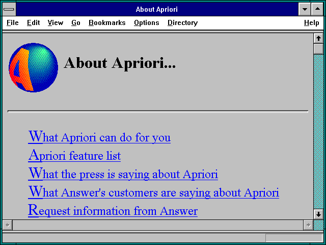 Screenshot of About Apriori