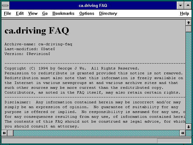 Screenshot of ca.driving FAQ