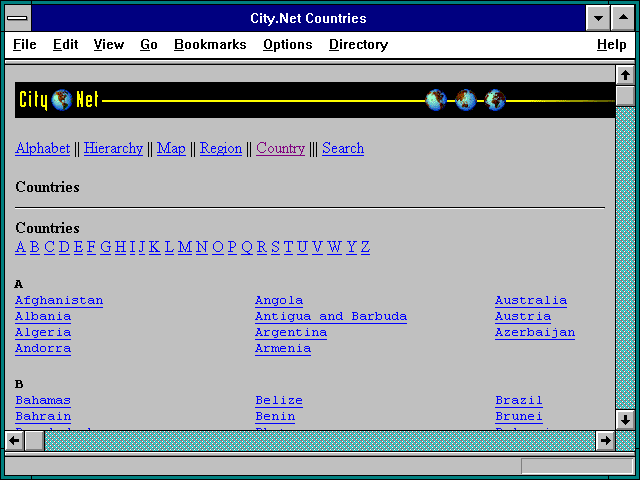 Screenshot of City.Net Countries